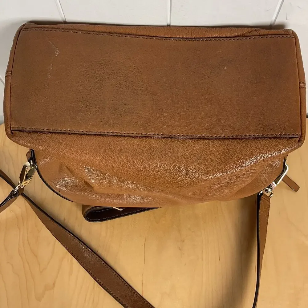 Kate Spade Allen Street Raquelle Brown Leather Satchel Bag with Crossbody Strap‎